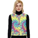 Fractal Spiral Abstract Background Vortex Yellow Women s Button Up Puffer Vest View1