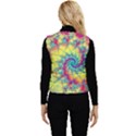 Fractal Spiral Abstract Background Vortex Yellow Women s Button Up Puffer Vest View2