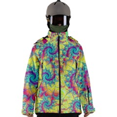 Fractal Spiral Abstract Background Vortex Yellow Men s Zip Ski And Snowboard Waterproof Breathable Jacket