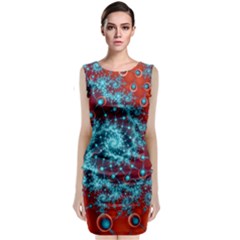 Fractal Pattern Background Sleeveless Velvet Midi Dress