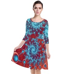 Fractal Pattern Background Quarter Sleeve Waist Band Dress by Ket1n9