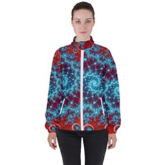 Fractal Pattern Background Women s High Neck Windbreaker by Ket1n9