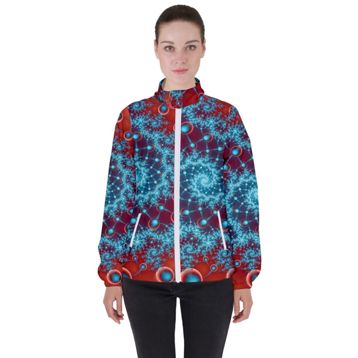 Fractal Pattern Background Women s High Neck Windbreaker