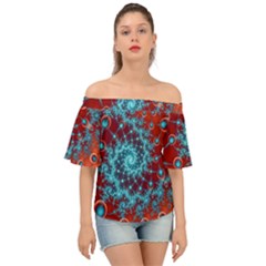 Fractal Pattern Background Off Shoulder Short Sleeve Top by Ket1n9