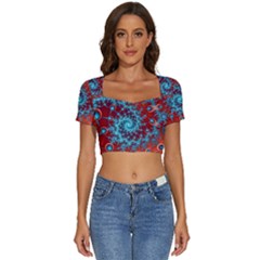 Fractal Pattern Background Short Sleeve Square Neckline Crop Top  by Ket1n9