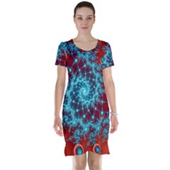 Fractal Pattern Background Short Sleeve Nightdress by Ket1n9