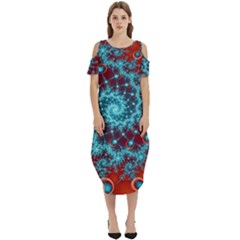 Fractal Pattern Background Cold Shoulder Loose Fit Dress With Pockets by Ket1n9