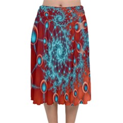 Fractal Pattern Background Velvet Flared Midi Skirt