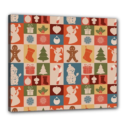 Cute Christmas Seamless Pattern Vector  - Canvas 24  X 20  (stretched)