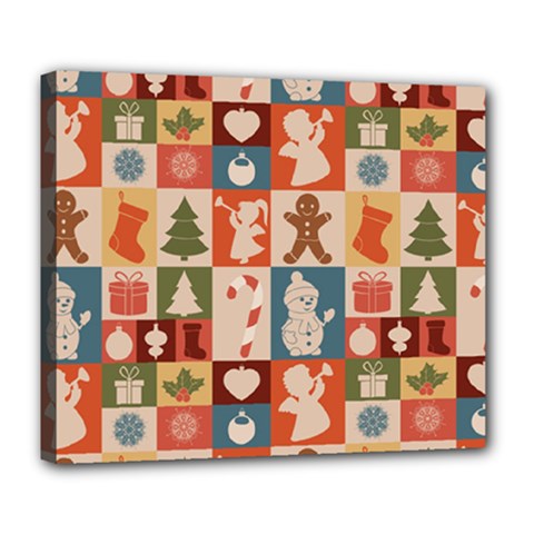 Cute Christmas Seamless Pattern Vector  - Deluxe Canvas 24  X 20  (stretched)