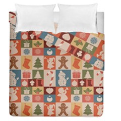 Cute Christmas Seamless Pattern Vector  - Duvet Cover Double Side (queen Size)