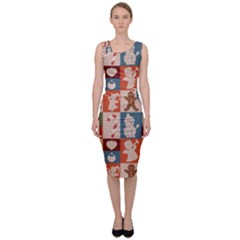 Cute Christmas Seamless Pattern Vector  - Sleeveless Pencil Dress