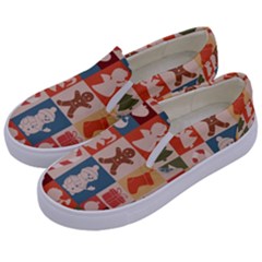 Cute Christmas Seamless Pattern Vector  - Kids  Canvas Slip Ons