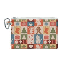 Cute Christmas Seamless Pattern Vector  - Canvas Cosmetic Bag (medium)