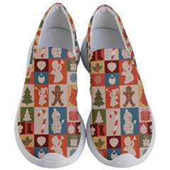 Cute Christmas Seamless Pattern Vector  - Women s Lightweight Slip Ons