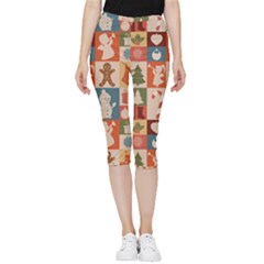 Cute Christmas Seamless Pattern Vector  - Inside Out Lightweight Velour Capri Leggings 