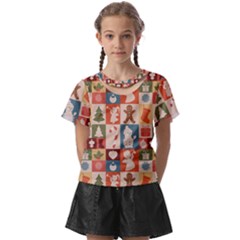 Cute Christmas Seamless Pattern Vector  - Kids  Front Cut T-shirt