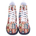 Cute Christmas Seamless Pattern Vector  - Women s High-Top Canvas Sneakers View1