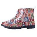 Cute Christmas Seamless Pattern Vector  - Women s High-Top Canvas Sneakers View2