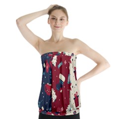 Flat Design Christmas Pattern Collection Art Strapless Top by Ket1n9