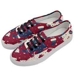 Flat Design Christmas Pattern Collection Art Women s Classic Low Top Sneakers