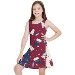 Flat Design Christmas Pattern Collection Art Kids  Lightweight Sleeveless Dress by Ket1n9