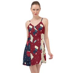 Flat Design Christmas Pattern Collection Art Summer Time Chiffon Dress