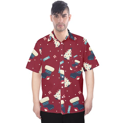 Flat Design Christmas Pattern Collection Art Men s Hawaii Shirt by Ket1n9