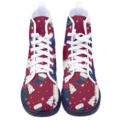 Flat Design Christmas Pattern Collection Art Kid s High-top Canvas Sneakers