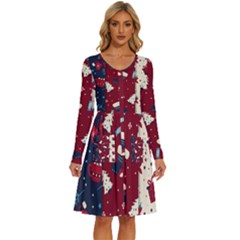 Flat Design Christmas Pattern Collection Art Long Sleeve Dress With Pocket by Ket1n9