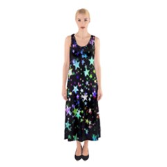 Christmas Star Gloss Lights Light Sleeveless Maxi Dress by Ket1n9