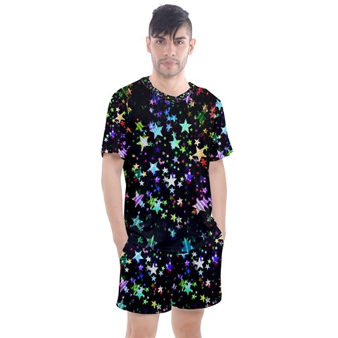 Christmas Star Gloss Lights Light Men s Mesh T-shirt And Shorts Set by Ket1n9