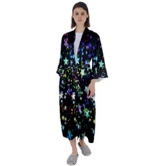 Christmas Star Gloss Lights Light Maxi Satin Kimono by Ket1n9