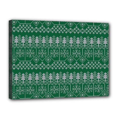 Christmas Knit Digital Canvas 16  X 12  (stretched) by Mariart