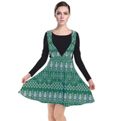 Christmas Knit Digital Plunge Pinafore Dress