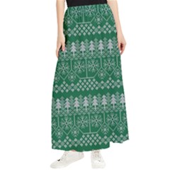 Christmas Knit Digital Maxi Chiffon Skirt by Mariart