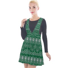 Christmas Knit Digital Plunge Pinafore Velour Dress by Mariart