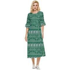 Christmas Knit Digital Double Cuff Midi Dress by Mariart