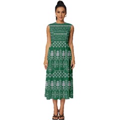 Christmas Knit Digital Sleeveless Round Neck Midi Dress by Mariart