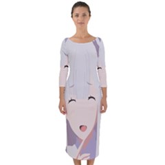 Emilia Rezero Quarter Sleeve Midi Bodycon Dress by Azkajaya