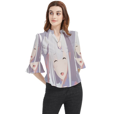 Emilia Rezero Loose Horn Sleeve Chiffon Blouse by Azkajaya