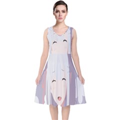 Emilia Rezero V-neck Midi Sleeveless Dress  by Azkajaya