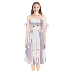 Emilia Rezero Shoulder Tie Bardot Midi Dress by Azkajaya