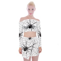 Spider Web Off Shoulder Top With Mini Skirt Set by Azkajaya