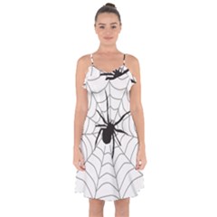 Spider Web Ruffle Detail Chiffon Dress by Azkajaya