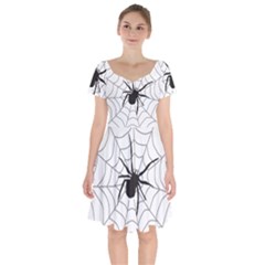 Spider Web Short Sleeve Bardot Dress by Azkajaya