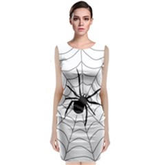 Spider Web Sleeveless Velvet Midi Dress