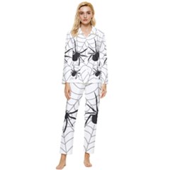 Spider Web Womens  Long Sleeve Velvet Pocket Pajamas Set