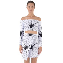 Spider Web Off Shoulder Top With Skirt Set