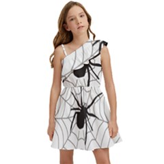 Spider Web Kids  One Shoulder Party Dress